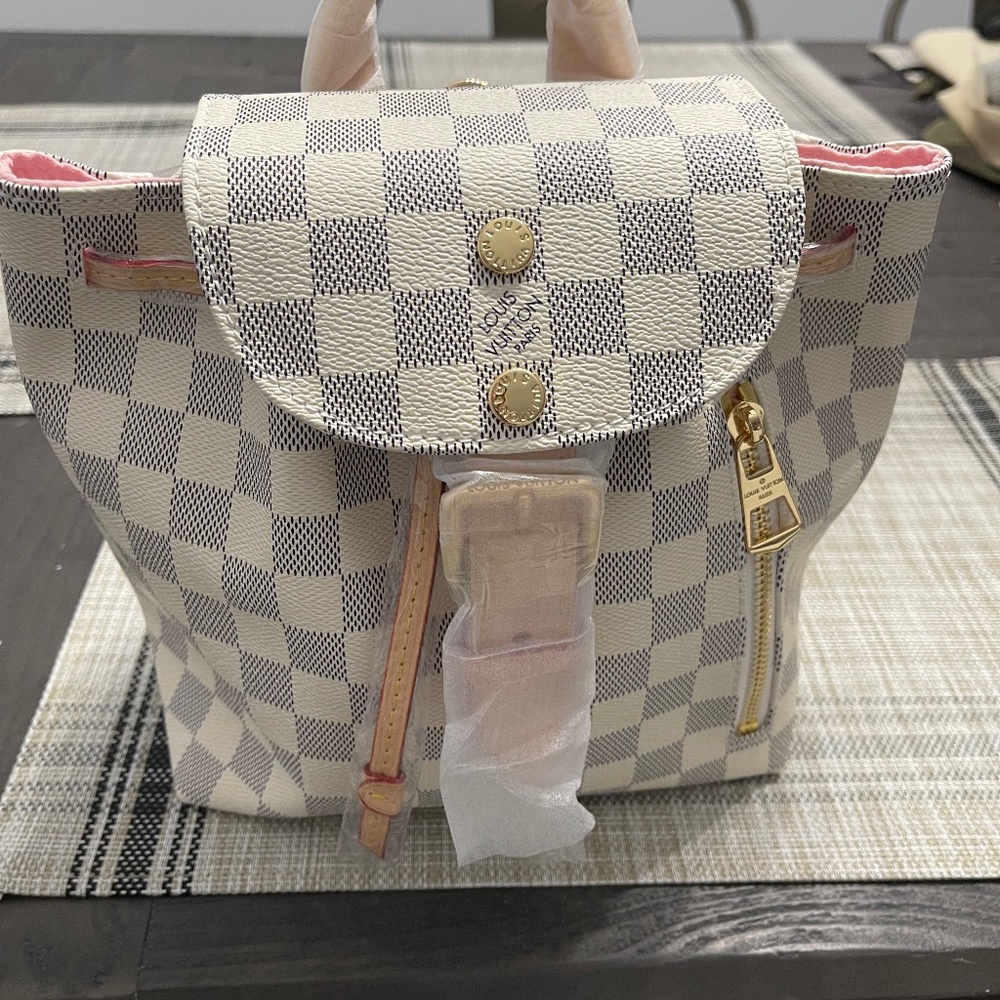 Louis Vuitton Sperone BB white plaid mini backpack